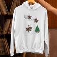 Xmas Lighting Tree Santa Riding Boston Terrier Christmas Women's Hoodie, Boston Terrier Riding Hoodies, Boston Terrier Christmas Hoodies, gift for family, gift for coworker