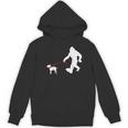 Bigfoot Walking With Bull Terrier Dog Women's Hoodie, novelty gifts, funny gifts