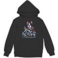 Biker Boston Terrier Dog Riding Motorbike Women's Hoodie, novelty gifts, funny gifts