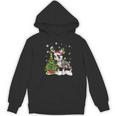 Boston Terrier Christmas Tree Lights Santa Hat Women's Hoodie, novelty gifts, funny gifts