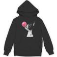 Boston Terrier Dog Blowing Chewing Bubble Gum Pink Women's Hoodie, novelty gifts, funny gifts