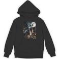 Boston Terrier Selfie Full Moon Flying Witch Halloween Dog Women's Hoodie, novelty gifts, funny gifts