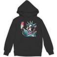 Boston Terrier Selfie Statue Of Liberty 4th Of July American Women's Hoodie, novelty gifts, funny gifts