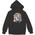 Boston Terrier Unicorn Riding Dinosaur T-Rex Girls Rainbow Women's Hoodie, novelty gifts, funny gifts