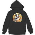 Cute Boston Terrier Spring Flower Garden Colorful Puppy Dog Women's Hoodie, novelty gifts, funny gifts
