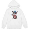 Boston Terrier Puppy Dog Holds His American Flag 4th Of July Women's Hoodie, novelty gifts, funny gifts
