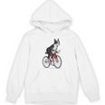 Boston Terrier Riding Bicycle Cute Bostie Biker Raglan Baseball Tee Women's Hoodie, novelty gifts, funny gifts