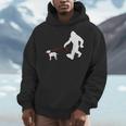 Bigfoot Walking With Bull Terrier Dog Men Hoodie, funny design