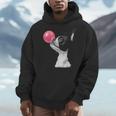 Boston Terrier Dog Blowing Chewing Bubble Gum Pink Men Hoodie, funny design