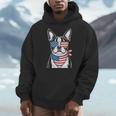 Boston Terrier USA Flag Sunglasses Patriotic 4th Of July Men Hoodie, Patriotic Boston Terrier Gifts, Boston Terrier 4th Of July Gifts, funny design
