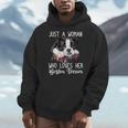 Just a Woman Who Loves Her Boston Terrier Cute Dog Mom Men Hoodie, Couple Gifts, Mom Gifts, Boston Terrier Mom Gifts, funny design