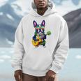 Hawaiian Boston Terrier & Pineapple Ukulele Summer Vacation Men Hoodie, funny design