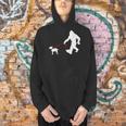 Bigfoot Walking With Bull Terrier Dog Men Hoodie, gift for family, gift for coworker