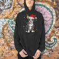Boston Terrier Christmas Santa Hat Tree Lights Pajama Men Hoodie, Boston Terrier Christmas Hoodies, gift for family, gift for coworker