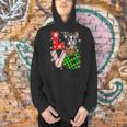 Boston Terrier Christmas Tree Lights Santa Dog Xmas For Men Women Kids Men Hoodie, Boston Terrier Christmas Hoodies, gift for family, gift for coworker