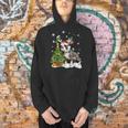 Boston Terrier Christmas Tree Lights Santa Hat Men Hoodie, Boston Terrier Christmas Hoodies, gift for family, gift for coworker
