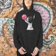 Boston Terrier Dog Blowing Chewing Bubble Gum Pink Men Hoodie, gift for family, gift for coworker