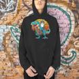 Boston Terrier Dog Riding Dinosaur T Rex Boys Men Hoodie, Boston Terrier Riding Hoodies, gift for family, gift for coworker