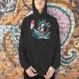 Boston Terrier Selfie Statue Of Liberty 4th Of July American Men Hoodie, American Boston Terrier Hoodies, Boston Terrier 4th Of July Hoodies, gift for family, gift for coworker