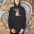 Brown Boston Terrier With Flowers And Feathers Men Hoodie, gift for family, gift for coworker