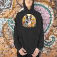 Cute Boston Terrier Spring Flower Garden Colorful Puppy Dog Men Hoodie, gift for family, gift for coworker