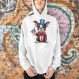Boston Terrier Puppy Dog Holds His American Flag 4th Of July Men Hoodie, American Boston Terrier Hoodies, Boston Terrier 4th Of July Hoodies, gift for family, gift for coworker