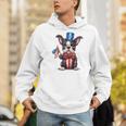 Boston Terrier Puppy Dog Holds His American Flag 4th Of July Men Hoodie, American Boston Terrier Hoodies, Boston Terrier 4th Of July Hoodies, funny gift