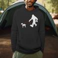 Bigfoot Walking With Bull Terrier Dog Men Hoodie, novelty gifts, funny gifts