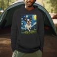 Boston Terrier Dog Starry Night Painting Men Hoodie, novelty gifts, funny gifts