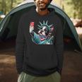 Boston Terrier Selfie Statue Of Liberty 4th Of July American Men Hoodie, novelty gifts, funny gifts