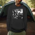 Boston Terrier Graphic Selfie With UFOs Weird Aliens Men Hoodie, novelty gifts, funny gifts