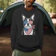 Boston Terrier USA Flag Sunglasses Patriotic 4th Of July Men Hoodie, novelty gifts, funny gifts