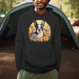 Cute Boston Terrier Spring Flower Garden Colorful Puppy Dog Men Hoodie, novelty gifts, funny gifts