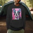 Dog Pink Boston Terrier Men Hoodie, novelty gifts, funny gifts