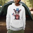 Boston Terrier Puppy Dog Holds His American Flag 4th Of July Men Hoodie, novelty gifts, funny gifts