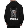 4th July Blue Heeler Dog Merica Patriotic USA Flag Cute Men's Hoodie Back Print, trending gift