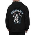 Boston Terrier Boy Cute Cartoon Dog Owner Pet Boston Terrier Men's Hoodie Back Print, trending gift