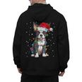 Boston Terrier Christmas Santa Hat Tree Lights Pajama Men's Hoodie Back Print, Boston Terrier Christmas Gifts, trending gift