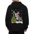 Boston Terrier Christmas Tree Lights Santa Hat Men's Hoodie Back Print, Boston Terrier Christmas Gifts, trending gift