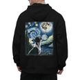 Boston Terrier Dog Art Van Gogh Starry Night Boston Terrier Men's Hoodie Back Print, trending gift