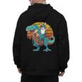Boston Terrier Dog Riding Dinosaur T Rex Boys Men's Hoodie Back Print, Boston Terrier Riding Gifts, trending gift