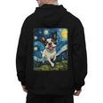 Boston Terrier Dog Starry Night Painting Men's Hoodie Back Print, trending gift