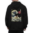 Boston Terrier Japanese Kanagawa Wave Surf Dog Men's Hoodie Back Print, trending gift