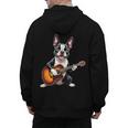 Boston Terrier Playing Guitar Boston Terrier Men's Hoodie Back Print, trending gift