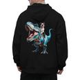 Boston Terrier Riding T-Rex Dinosaur Dog Lover Men's Hoodie Back Print, Boston Terrier Riding Gifts, trending gift