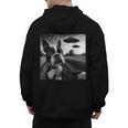 Boston Terrier Graphic Selfie With UFOs Weird Aliens Men's Hoodie Back Print, trending gift