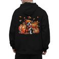 Boston Terrier Thanksgiving Leopard Pumpkins Fall Leaves Men's Hoodie Back Print, Boston Terrier Thanksgiving Gifts, trending gift
