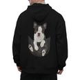 Dog Lovers Boston Terrier In Pocket Dog Face For Men Women Kids Men's Hoodie Back Print, trending gift