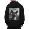 Dog Mom Dad Alien Selfie Boston Terrier UFO For Men Women Men's Hoodie Back Print, Couple Gifts, Mom Gifts, Boston Terrier Dad Gifts, Boston Terrier Mom Gifts, trending gift