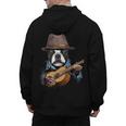 Guitar Shirt Boston Terrier Dog Playing Acoustic Guitar Men's Hoodie Back Print, trending gift